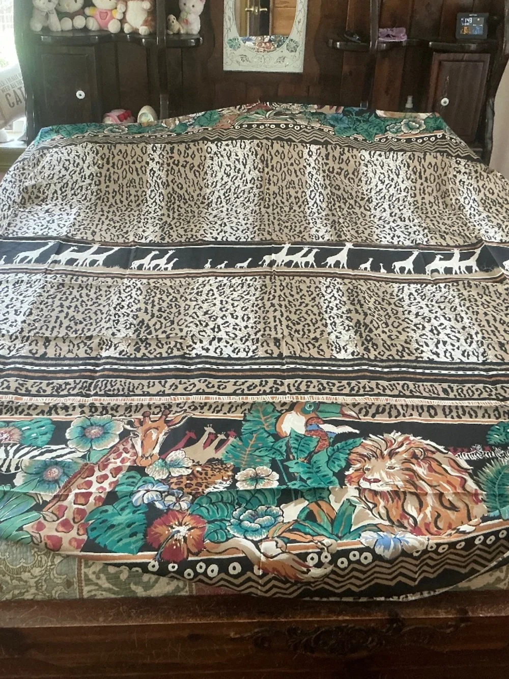 NWOT UNbranded Leopard Jungle Print Queen fitted sheet fabric remnant
